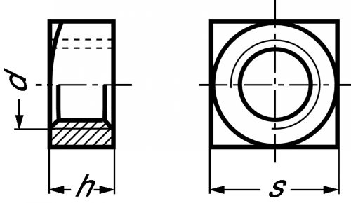 Ecrou carré inox a4 - din 557 (Diagrama)