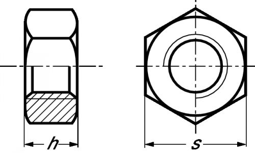 Hexagon nut metric fine pitch thread - stainless steel a4 - din 934 inox a4 - din 934 (Schema)