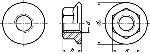 Ecrou hexagonal à embase lisse inox a4 - din 6923 - iso 4161 (Diagrama)