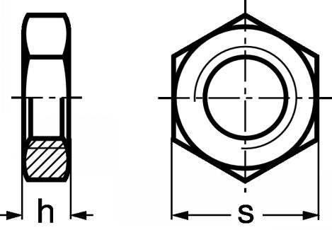 Ecrou hexagonal bas filetage métrique pas fin inox a4 - din 439 (Diagrama)