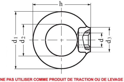 Ecrou à anneau inox a4 - din 582 (Schéma)