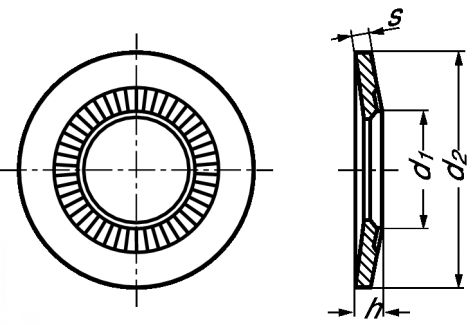 Rondelle contact striée large - l inox a4 - nfe 25-511 (Schéma)