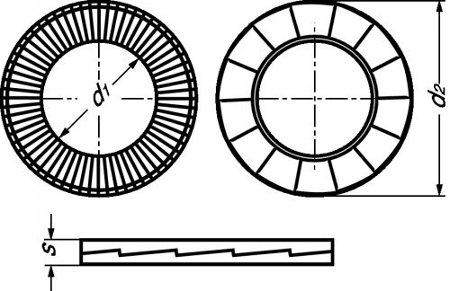 Assembled large self locking washer - stainless steel a4 inox a4 (Schema)