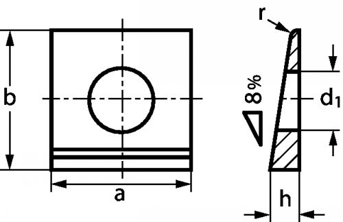 Plaquette oblique inox a4 - din 435 (Schéma)