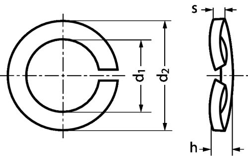 Rondelle élastique ondulée fendue inox a4 - din 128 a (Schéma)