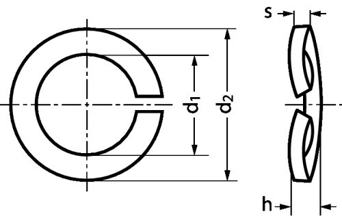 Spring lock washer - stainless steel a4 - din 128 a inox a4 - din 128 a (Schema)