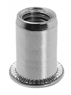 Flat head knurled rivet nut - stainless steel a4 inox a4