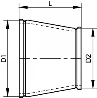 Réduction concentrique ISO rainurée - Schéma