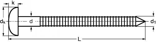 Pointe annelée tête bombée plastifiée blanche - inox a4 (Diagrama)