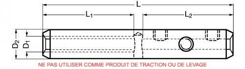 Serre-câble avec filetage interne, pas à droite - inox a4 (Schéma)