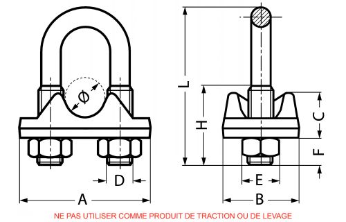 Serre-câble à étrier - inox a4 (Schéma)