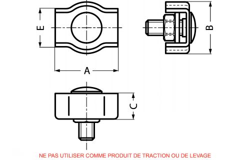 Serre-câble plat un boulon - inox a4 (Diagrama)