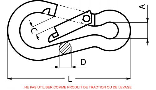 Spring hook - stainless steel a4 (Schema)