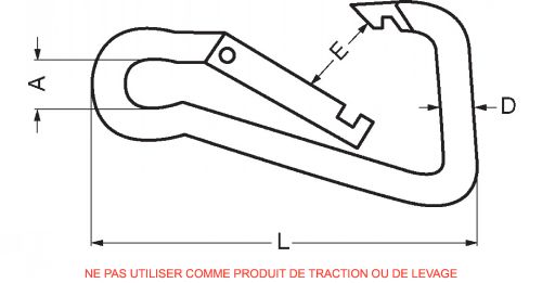 Mousqueton asymétrique - inox a4 (Schéma)