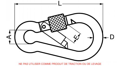 Spring hook with safety nut (Schema)