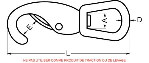 Mousqueton à émerillon - inox a4 (Schéma)