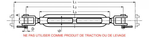 Tendeur à 2 chapes fixes - inox a4 (Schéma)