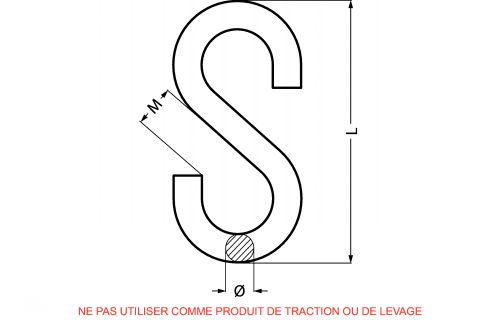 S-hook - stainless steel a4 (Schema)