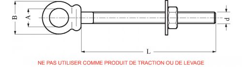 Piton à oeil filetage métrique avec écrou et rondelle - inox a4 (Diagrama)