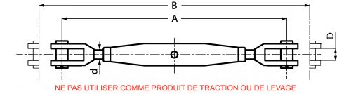 Fixed jaw and jaw turnbuckle - stainless steel a4 (Schema)