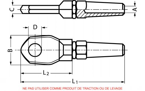 Quick attach eye - stainless steel a4 (Schema)