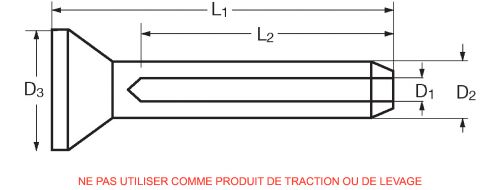 Flat countersunk head terminal - stainless steel (Schema)