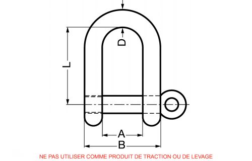 Manille droite forgée avec axe imperdable - inox a4 (Schéma)