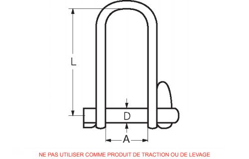 Manille droite longue rapide - inox a4 (Schéma)