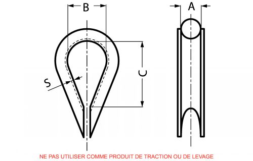 Wire thimble - stainless steel a4 (Schema)