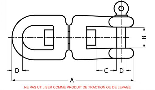 Emerillon avec manille et anneau - inox a4 (Diagrama)