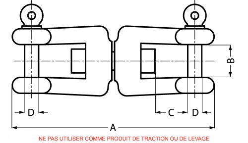 Emerillon avec deux manilles - inox a4 (Diagrama)
