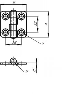 Polished hinge for marine application - stainless steel a4 inox 316 (Schema)