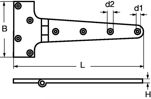 Hinge for marine application - stainless steel a4 inox a4 (Schema)