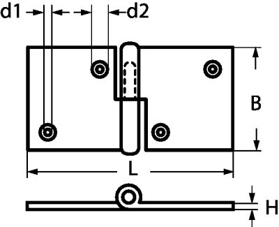 Hinge for marine application - stainless steel a4 inox a4 (Schema)