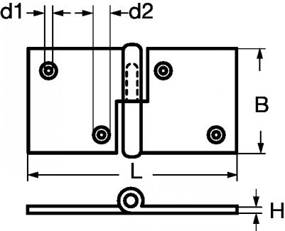 Hinge for marine application - stainless steel a4 inox a4 (Schema)