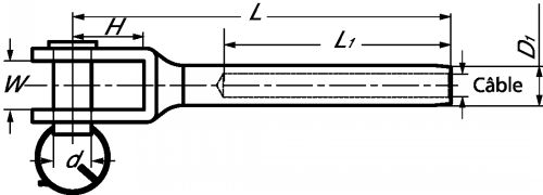 Small swage fork terminal - stainless steel a4 inox a4 (Schema)