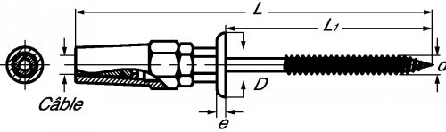 Quick attach wood threaded - stainless steel a4 inox a4 (Schema)