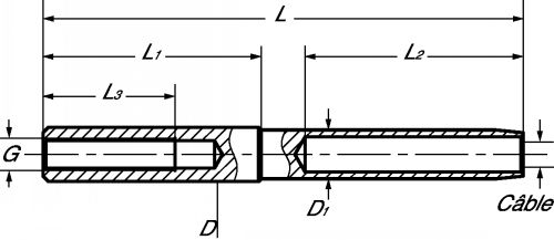 Embout taraudé à sertir petit modèle - pas à droite inox a4 (Diagrama)