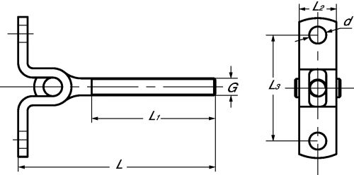 Left threaded wall toggle stud - stainless steel a4 inox a4 (Schema)