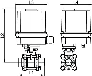 Vanne 3 pièces BW avec actionneur électrique IP65 - Schéma