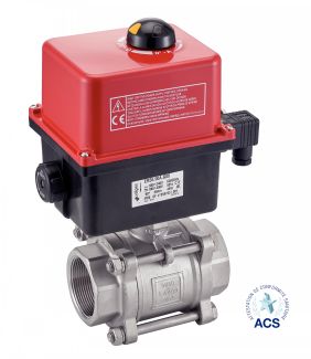 Vanne 3 pi&egrave;ces F/F avec actionneur &eacute;lectrique IP68