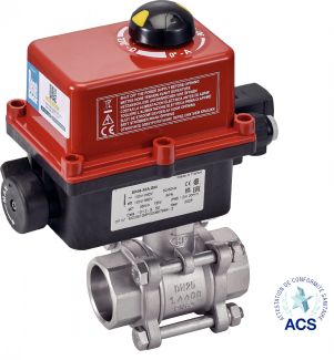 Vanne 3 pi&egrave;ces SW avec actionneur &eacute;lectrique IP68