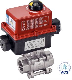 Vanne 3 pi&egrave;ces F/F avec actionneur &eacute;lectrique IP68
