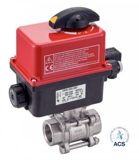 Vanne 3 pièces F/F avec actionneur électrique IP66