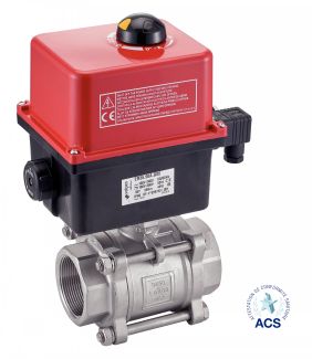 Vanne 3 pi&egrave;ces F/F avec actionneur &eacute;lectrique IP68