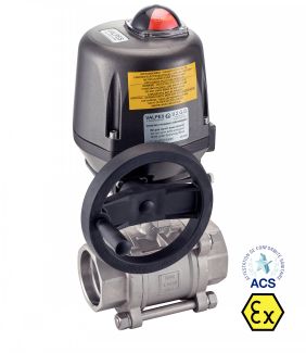 Vanne à boule 3 pièces SW avec actionneur électrique ATEX IP68 Failsafe