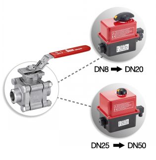 Vanne 3 pi&egrave;ces BW avec actionneur &eacute;lectrique IP68