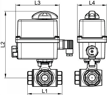 Vanne 3 voies F/F/F - actionneur &eacute;lectrique IP68 - Sch&eacute;ma