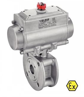 Vanne entre brides ISO avec vérin pneumatique inox