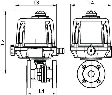 Vanne à boule 2 pièces à brides ISO avec actionneur électrique ATEX IP68 positionneur - Schéma